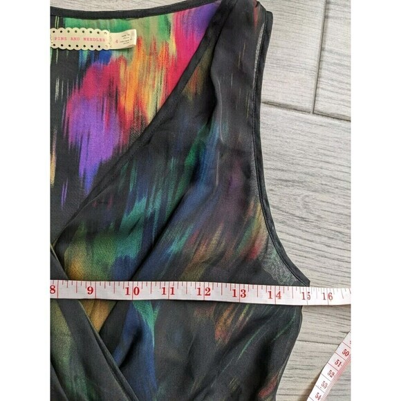 Pins & Needles Anthropologie Black Sheer V Neck Shift Dress Size 4 - Picture 5 of 7